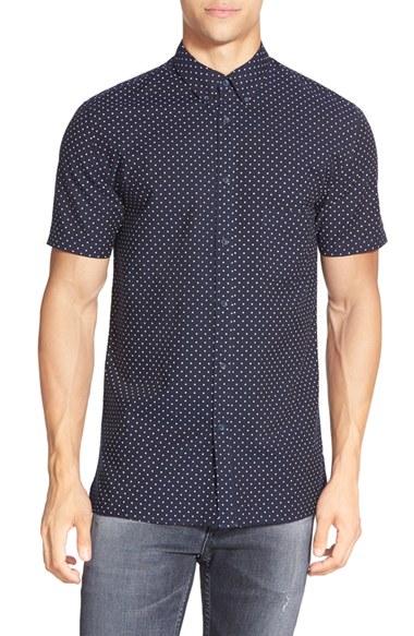 Men's Barney Cools 'Kingswell' Microdot Short Sleeve Button Front Shirt